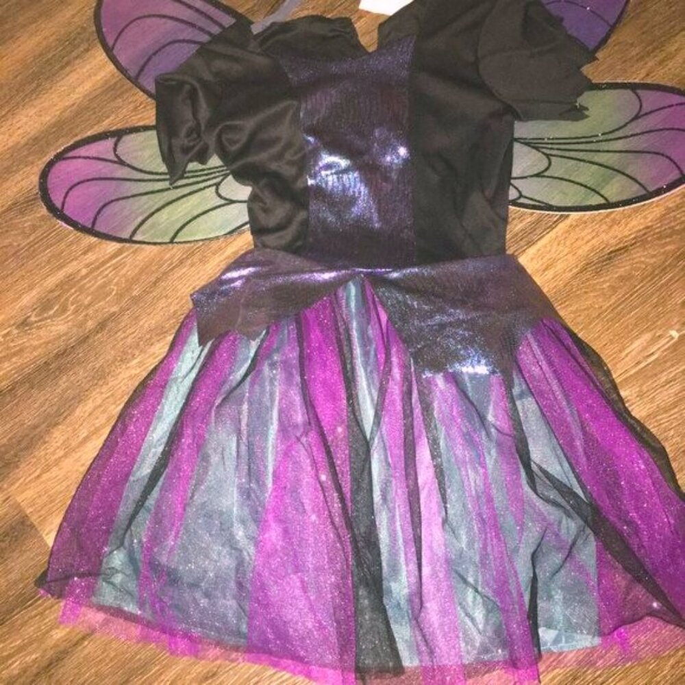 Girl's Size Witch Costume Dress - Dress & Wings  Size 12-14